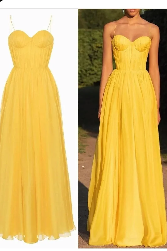 Score Huge Discounts Today!A-line Yellow Chiffon Prom Dresses with Spaghetti Straps Score Huge Discounts Today!A-line Yellow Chiffon Prom Dresses with Spaghetti Straps