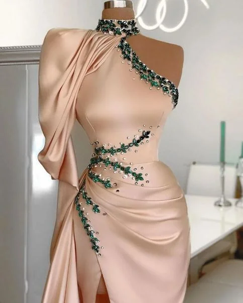 Time to Save Big!Asymmetrical High Neck Sexy Slit Prom Dress       cg23790