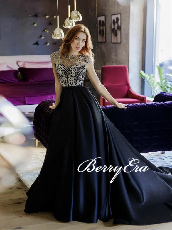 Shop Now and Save!Cap Sleeves Lace Satin Prom Dresses, A-line Prom Dresses, 2020 Prom Dresses, Newest Prom Dresses Shop Now and Save!Cap Sleeves Lace Satin Prom Dresses, A-line Prom Dresses, 2020 Prom Dresses, Newest Prom Dresses