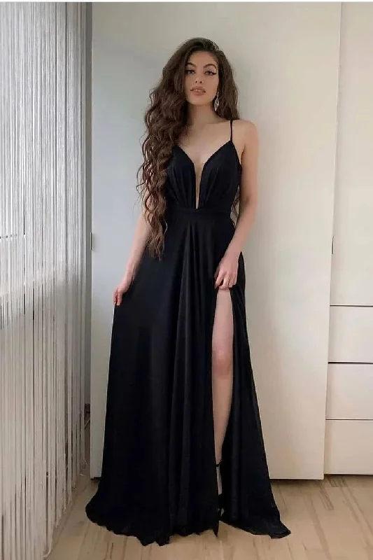 Every Deal is a Steal!Chiffon Black Long Dress for Prom Party