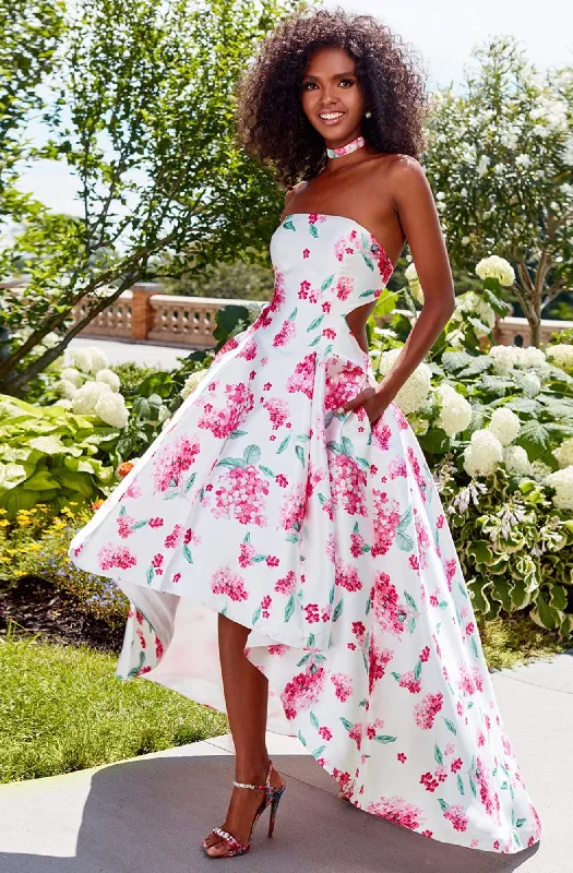 Seasonal Sale – Shop Now!Clarisse Prom - 3563 Strapless Floral High Low Prom Dress Seasonal Sale – Shop Now!Clarisse Prom - 3563 Strapless Floral High Low Prom Dress