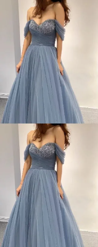 Score Huge Discounts Today!Dusty blue princess prom dresses tulle sweetheart corset off the shouldef for women cg24016 Score Huge Discounts Today!Dusty blue princess prom dresses tulle sweetheart corset off the shouldef for women cg24016