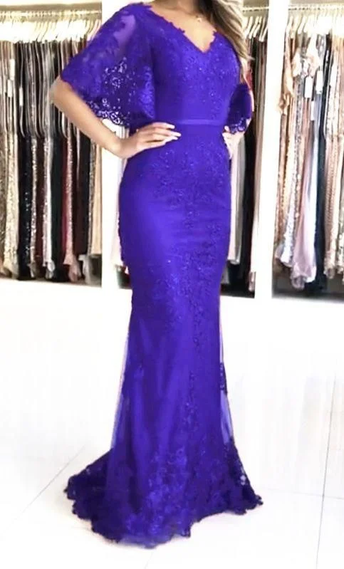 Your Favorite Items on Sale Now!Elegant purple lace mermaid prom dresses with sleeves cg24247 Your Favorite Items on Sale Now!Elegant purple lace mermaid prom dresses with sleeves cg24247