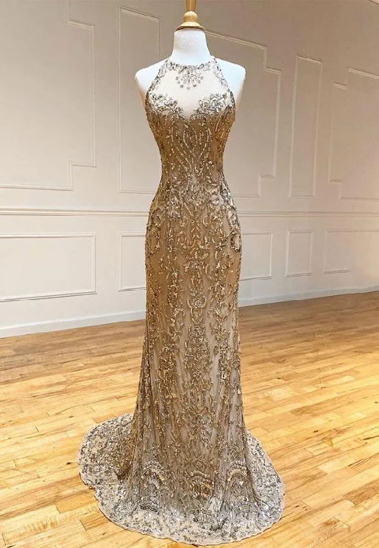 Stock Up and Save!Gold sequins mermaid long prom dress     cg23756