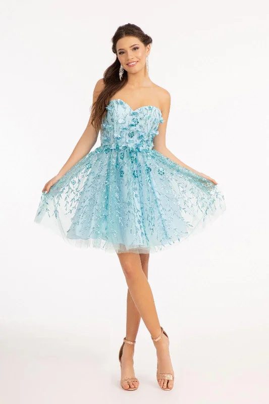 Your Best Deals Are Here!Homecoming Strapless Floral Applique Short Dress Sale