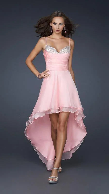 Your Dream Deal is Here!La Femme - 17141 Spaghetti Strap Sparkling Sweetheart Bust Hi-Low Style Dress Your Dream Deal is Here!La Femme - 17141 Spaghetti Strap Sparkling Sweetheart Bust Hi-Low Style Dress