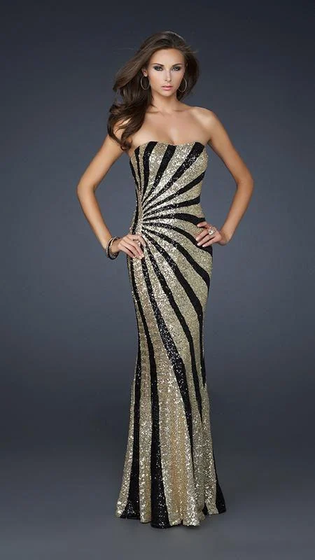 The Best Offers Are Here!La Femme - 17456 Two Tone Sequined Semi-sweetheart Long Column Dress The Best Offers Are Here!La Femme - 17456 Two Tone Sequined Semi-sweetheart Long Column Dress
