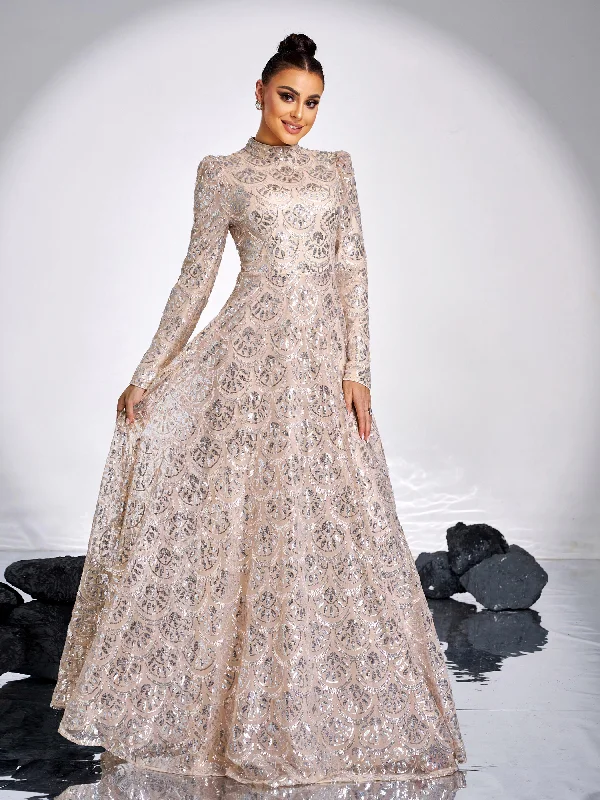Great Deals, Just for You!Long Sleeve Lace Back Sequin Prom Dress MES00628