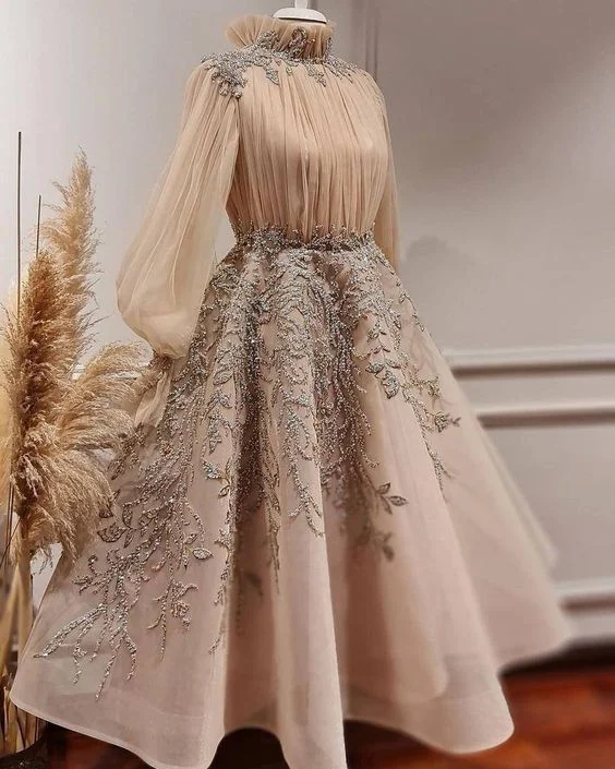 Biggest Sale of the Season!Luxurious Champagne beaded Ankle Lenghth Gowns Prom Dresses cg23771 Biggest Sale of the Season!Luxurious Champagne beaded Ankle Lenghth Gowns Prom Dresses cg23771