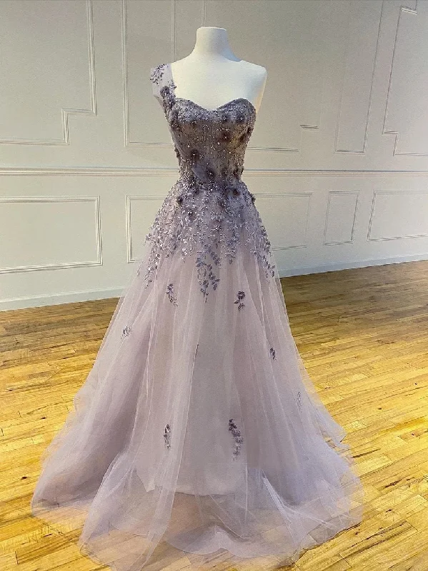 Save Like Never Before!One Shoulder Long A-line Lace Appliques Beaded Prom Dresses, 2021 Prom Dresses, A-line Prom Dresses Save Like Never Before!One Shoulder Long A-line Lace Appliques Beaded Prom Dresses, 2021 Prom Dresses, A-line Prom Dresses
