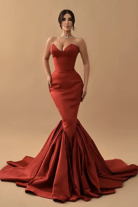 Best Price of the Season!Orange Red Mermaid Prom Gown 2024 Style