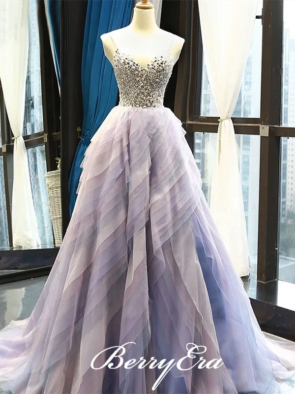 Get Ready to Save!Spaghetti Long A-line Beaded Purple Prom Dresses, Gradient Prom Dresses, Newest Prom Dresses Get Ready to Save!Spaghetti Long A-line Beaded Purple Prom Dresses, Gradient Prom Dresses, Newest Prom Dresses