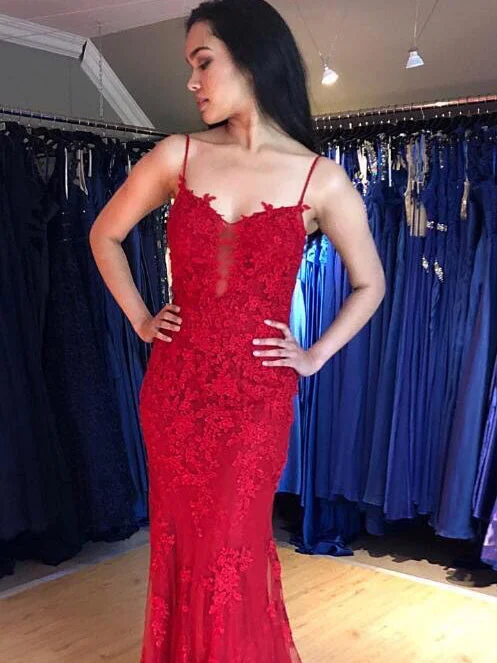 The Best Offers Are Here!Spaghetti Long Mermaid Red Lace Tulle Prom Dresses, Popular Prom Dresses, 2020 Prom Dresses The Best Offers Are Here!Spaghetti Long Mermaid Red Lace Tulle Prom Dresses, Popular Prom Dresses, 2020 Prom Dresses