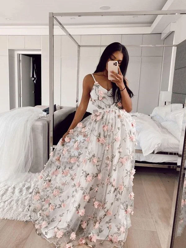 Get Ready to Save!Spaghetti Straps Elegant Long Prom Dresses, Appliques 2021 A-line Prom Dresses Get Ready to Save!Spaghetti Straps Elegant Long Prom Dresses, Appliques 2021 A-line Prom Dresses