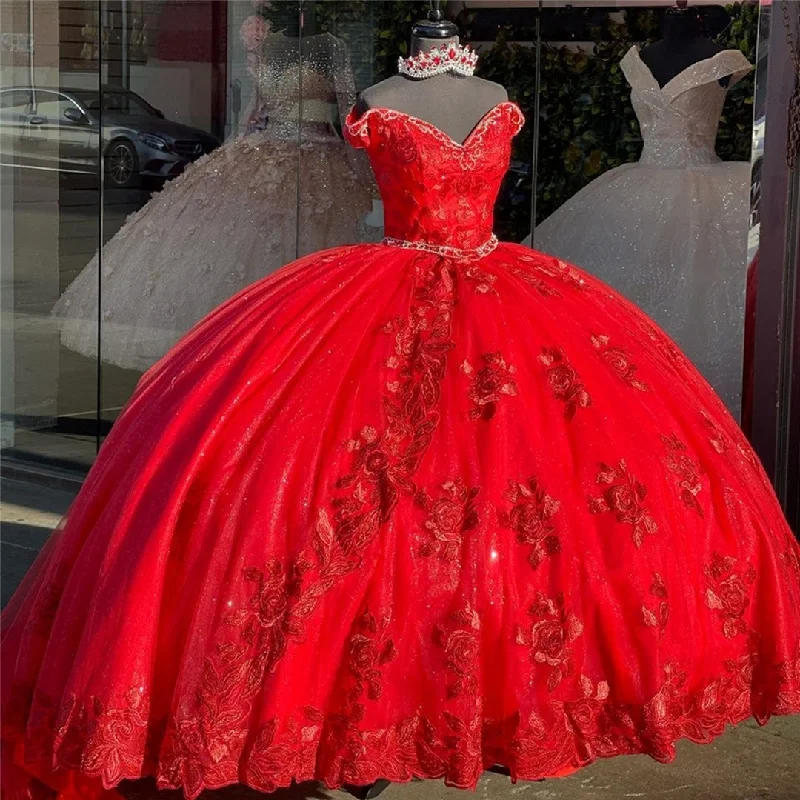 Get More for Less!Vintage Red Ball Gown Off the shoulder Prom Dresses with Cap Short Sleeves Lace Applique Prom Dresses cg23770 Get More for Less!Vintage Red Ball Gown Off the shoulder Prom Dresses with Cap Short Sleeves Lace Applique Prom Dresses cg23770