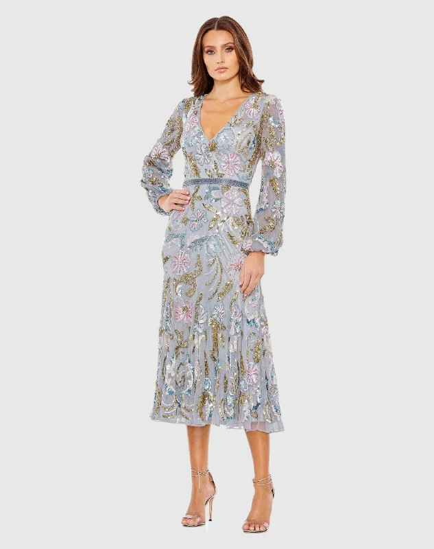 Sale Alert – Get Ready to Shop!Long Cuff Sleeve Embellished Midi Dress