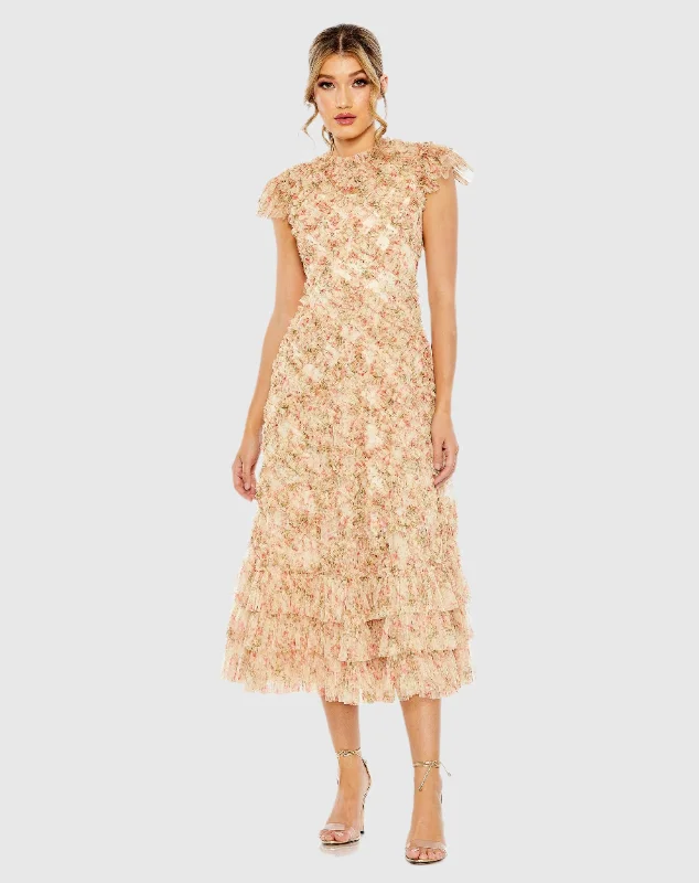 Stock Up and Save!Ruffle Tiered Short Sleeve A Line Dress