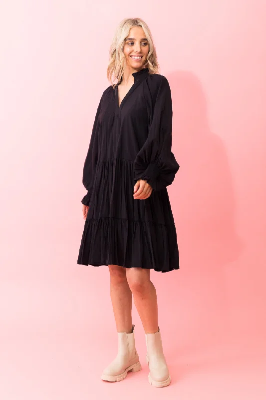 Special Discounts Inside!Alexia Floaty Dress Cotton Black