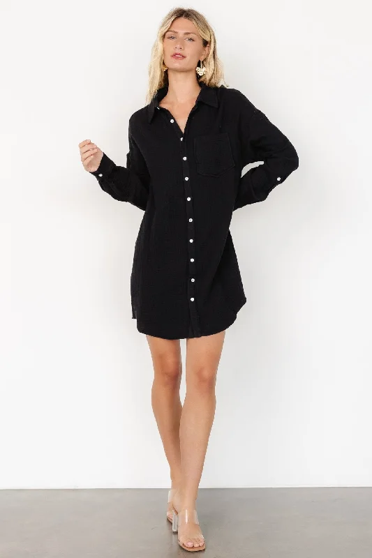 Seasonal Sale – Shop Now!Andres Button Shirt Dress | Black
