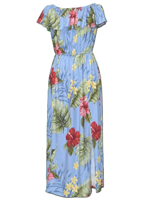 Mega Sale Happening Now!Ankle Length Dress Off Shoulder Waipio Hibiscus