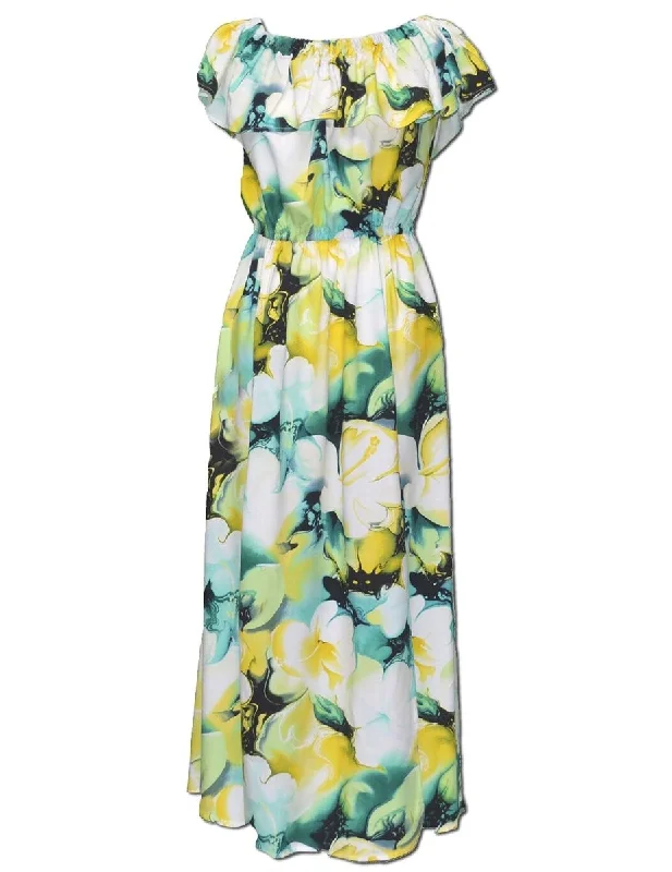 Get the Best for Less!Ankle Length Dress Off Shoulder Watercolor Makawao Forest