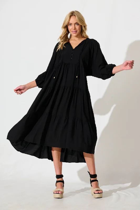 Exclusive Deals Just for You!Barrymore Midi Smock Dress in Black