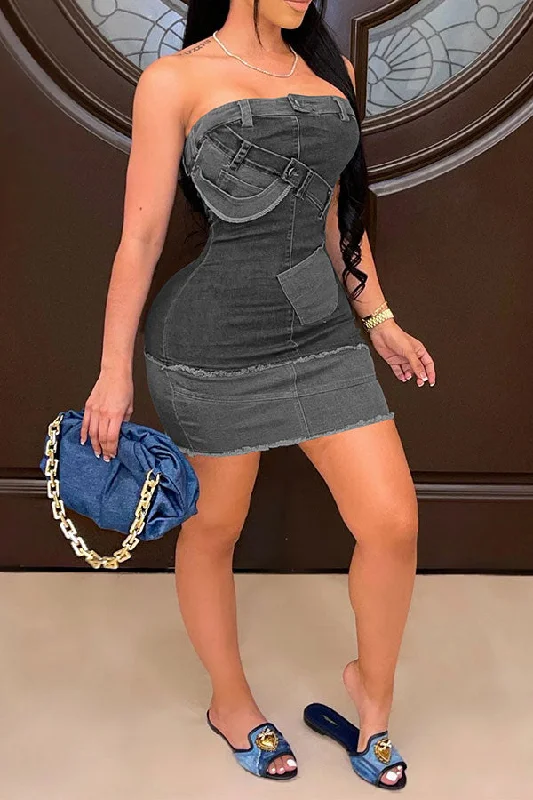 Best Deals Just for You!Burn-Out Pretty Bandeau Mini Dress