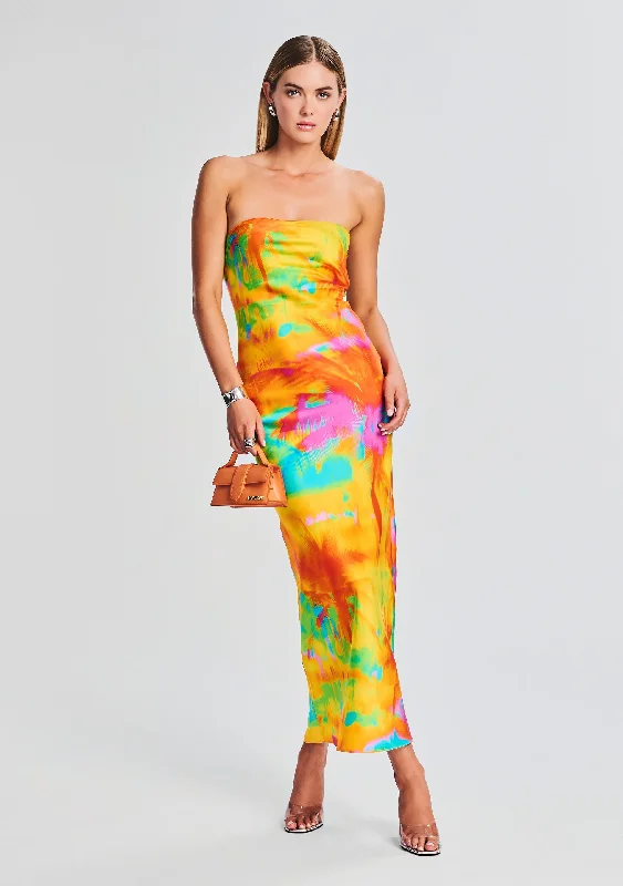Your Exclusive Offer Awaits!Cerith Silk Strapless Midi Dress