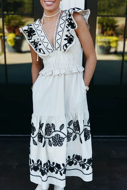 Best Price of the Season!Cheers Midi Dress - Ecru