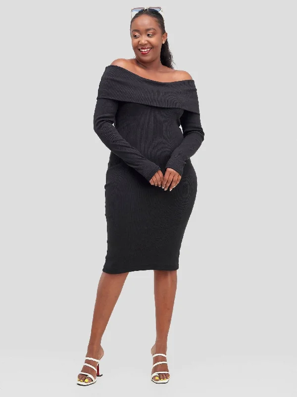 Biggest Sale of the Season!Chic Plug Off-Shoulder Dress - Black
