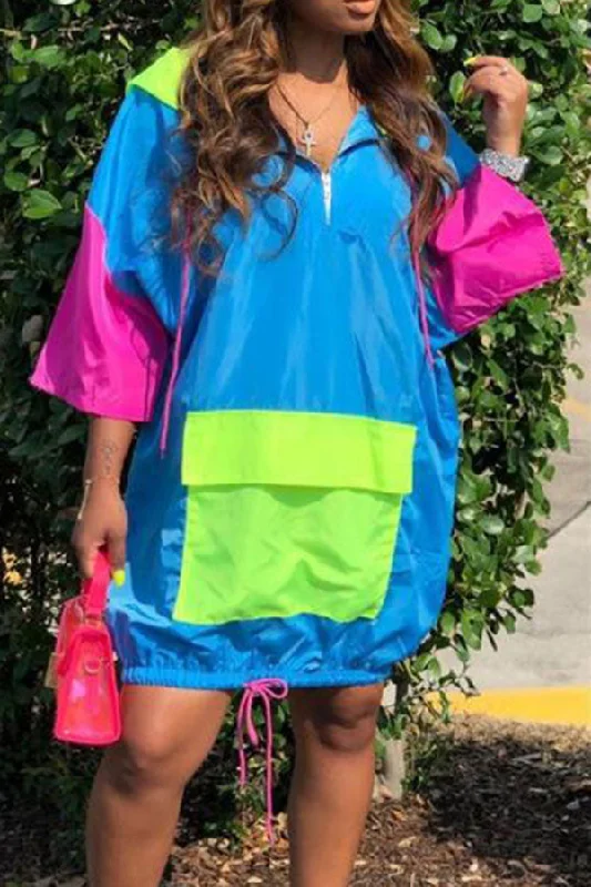 Hurry! While Supplies Last!Colorful Color Block Mini Dress