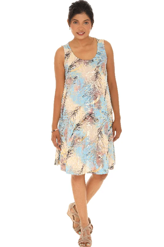 One Click Away from Big Savings!Feather Print Sleeveless Dress-Wholesale