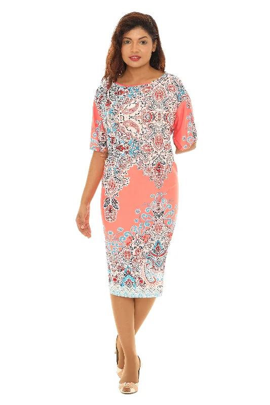 Exclusive Savings This Week!Paisley Print Short-Sleeves Dress-Wholesale