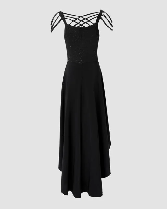Don't Miss Out!Amy Fashion - V-Neck Sleeveless Crisscross Tassel Design High Low Hem Glitter Party Dress