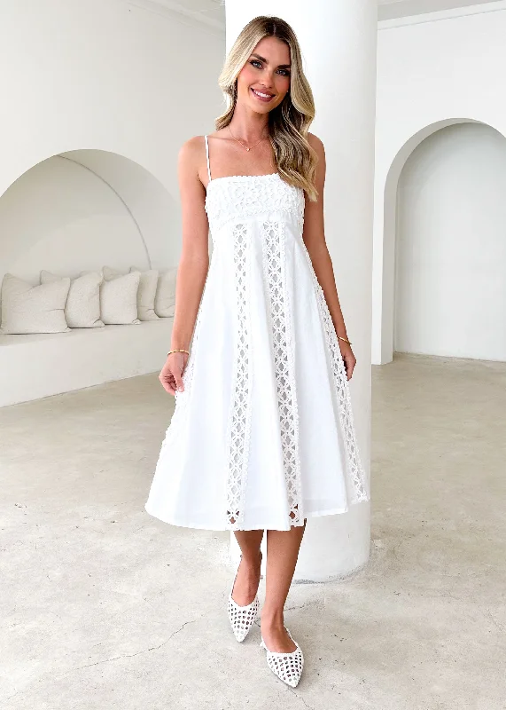 Only a Few Left – Order Now!Empress Midi Dress - Off White