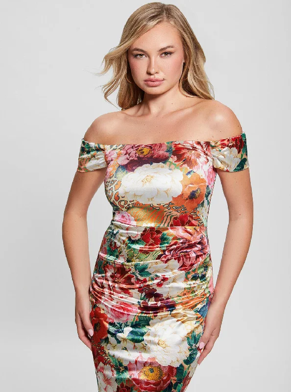 Buy One, Get One Free!Floral Print Off Shoulder Camila Mini Dress