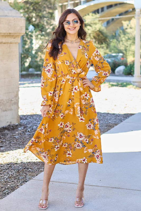 Find Your Perfect Deal Today!Full Size Floral Tie Back Flounce Sleeve Dress
