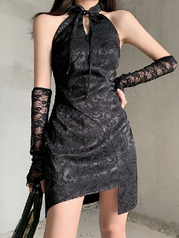 Lowest Prices Guaranteed!Goth Halter Mini Dress