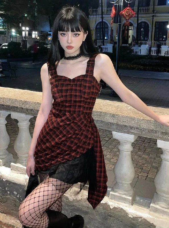 Huge Savings – Act Now!Grunge Plaid Mini Dress