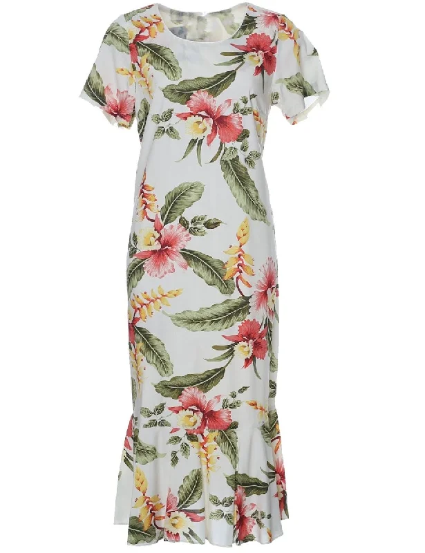 Score Huge Discounts Today!Hawaiian Dress Orchid Pua with Sleeves