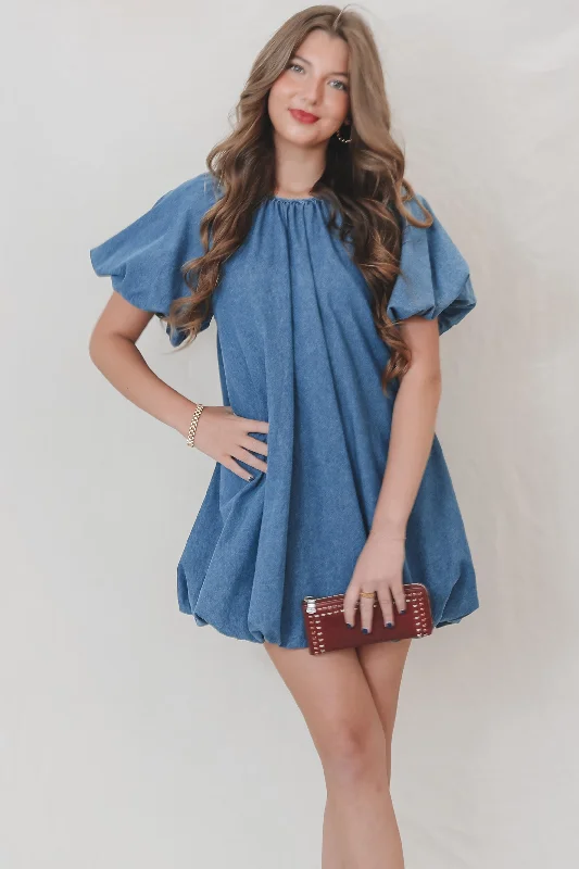 Shop the Hottest Deals!If You Say So Short Sleeve Denim Babydoll Dress