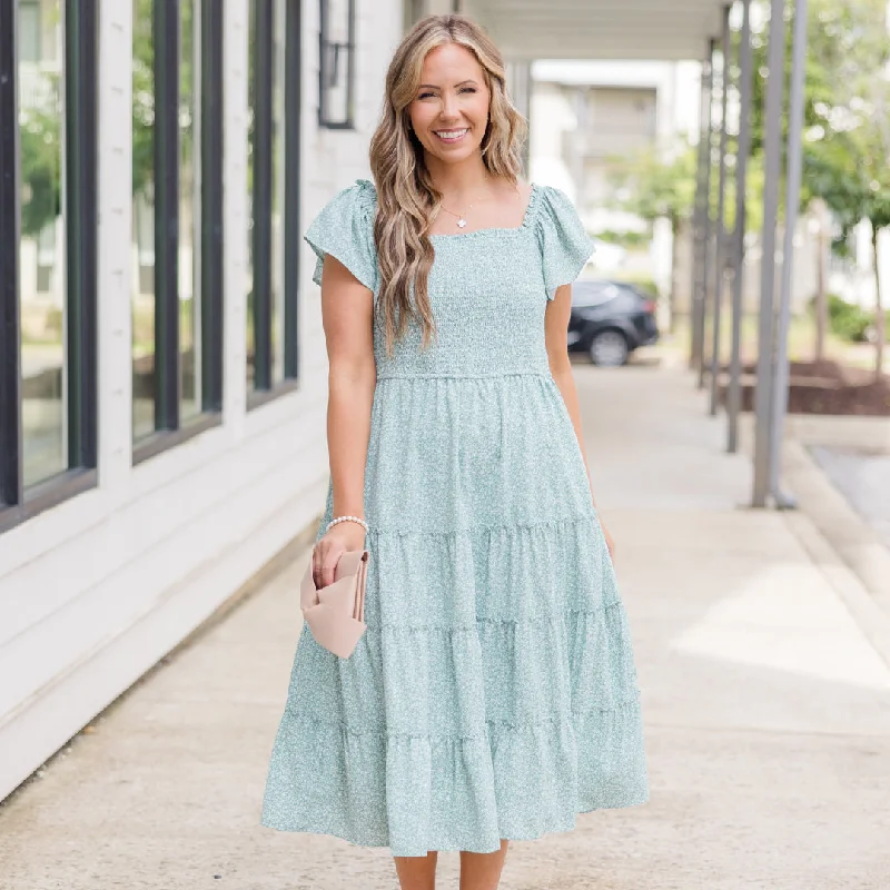 Limited Stock Available!It's All Happening Dress, Sage