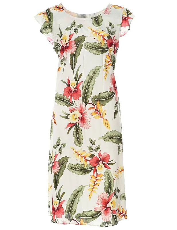 Today’s Deals, Tomorrow’s Regrets!Knee Length Hawaiian Dress Orchid Pua Sleeved