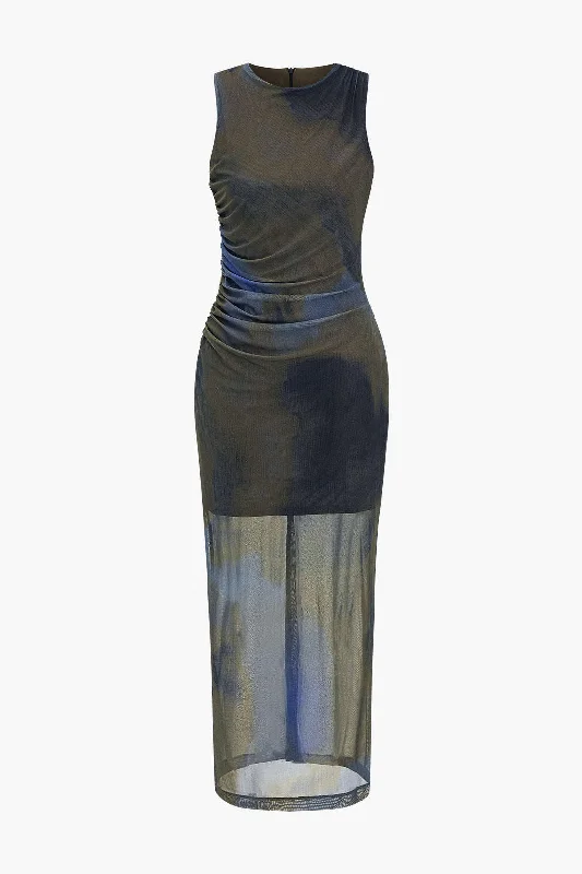 Today’s Deals, Tomorrow’s Regrets!Tie Dye Print Ruched Midi Dress
