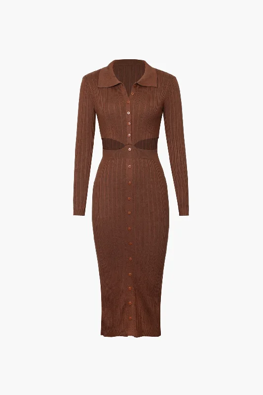 Unbeatable Prices!Knitted Buttons Down Midi Dress