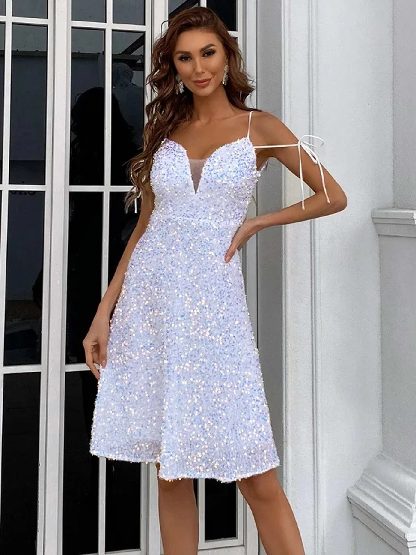 Today’s Deals, Tomorrow’s Regrets!Missord Tie Shoulder Glitter Dress M01617