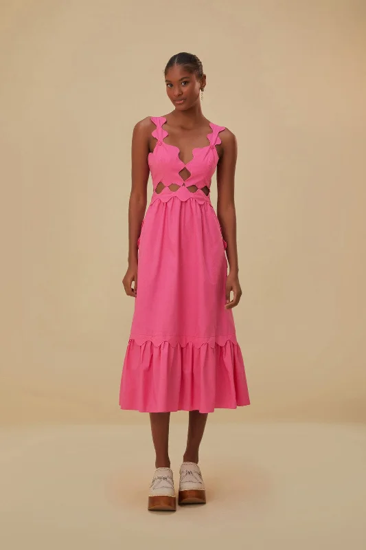 Unlock Huge Savings Now!Pink Cut-Out Organic Cotton Midi Dress