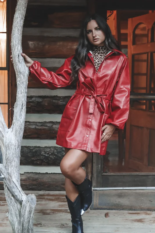 Limited Deals, Unlimited Savings!Rate My Outfit Red Vegan Leather Mini Dress