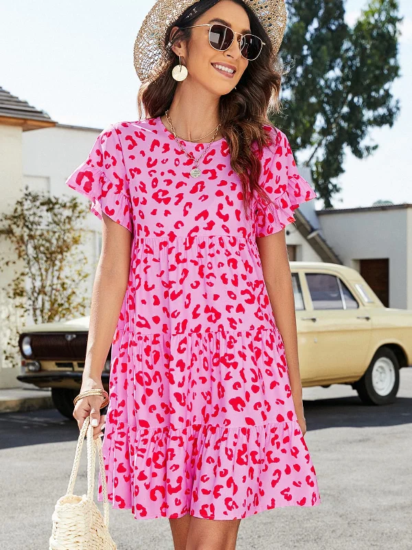 Your Discount is Waiting!Short Flounce Sleeve Tiered Dress