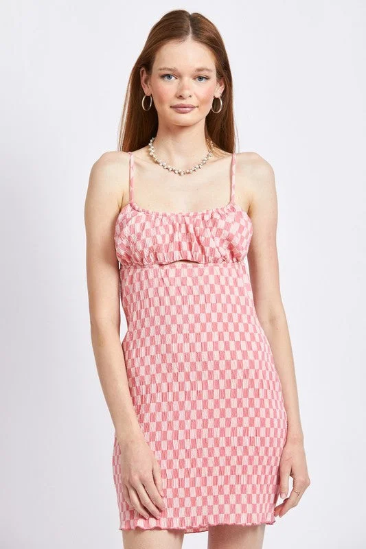 Best Offers of the Month!Hot Girl Checkered Spaghetti Strap Open Back Mini Dress